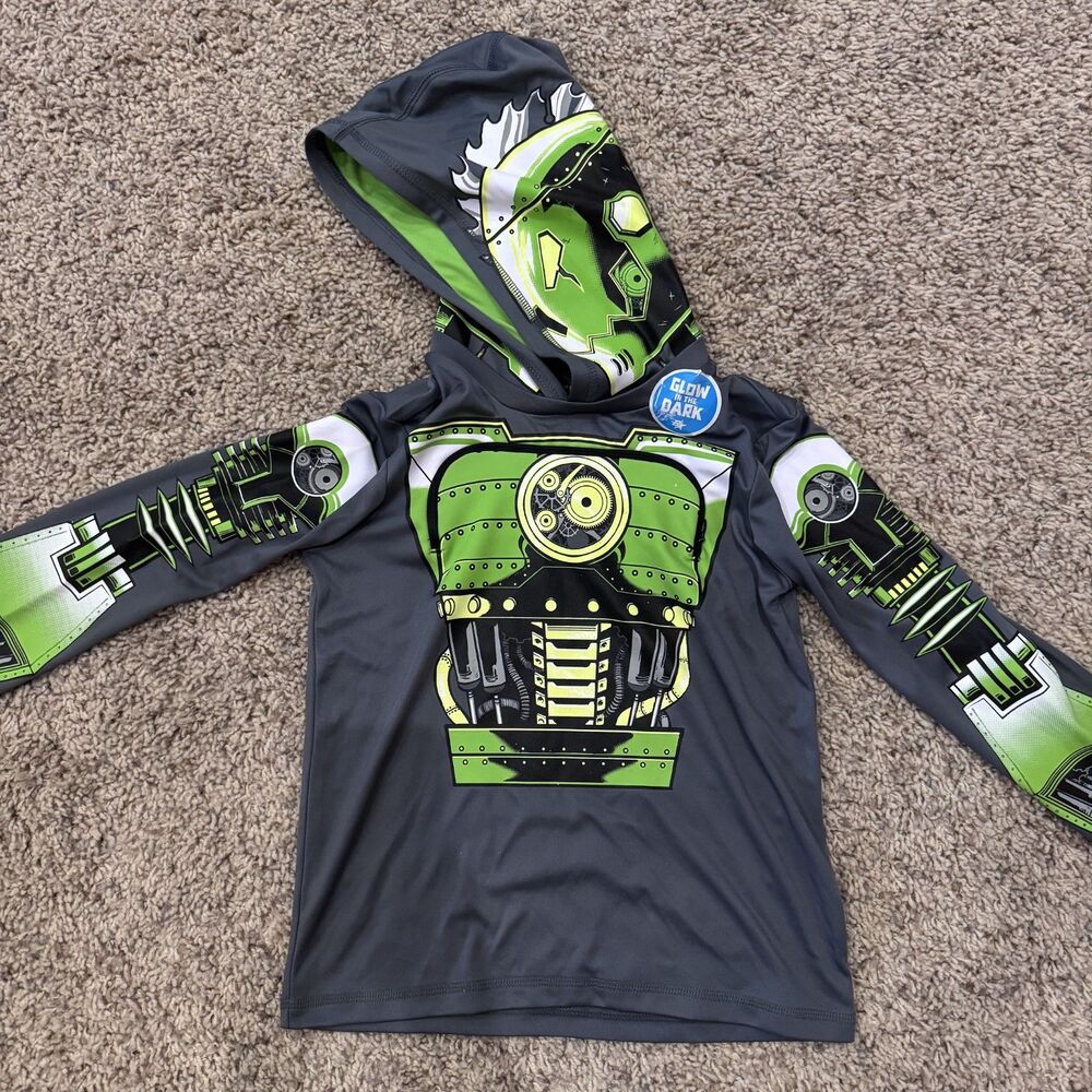 brother boy size XXS 6 NWT shirt glow in the dark pocket hooded